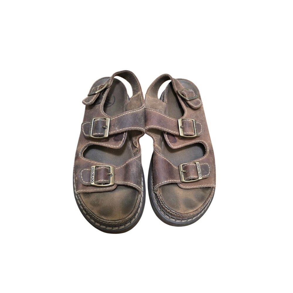 VTG Colorado Men's 9 Brown‎ LeatherY2k 90s Sandals Double Straps & Adjustable B